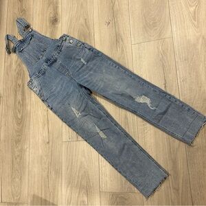 Distressed Denim Overalls